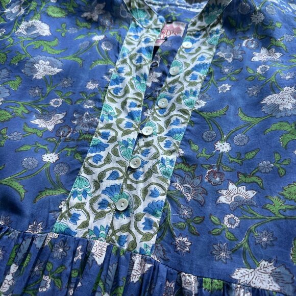 Mod's Mahal Floral Midi Dress Womens Size S Pockets Prairie Block Print Boho - Picture 4 of 11